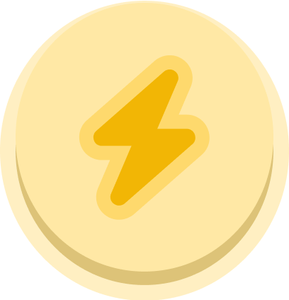 Raised yellow button with lighting icon.